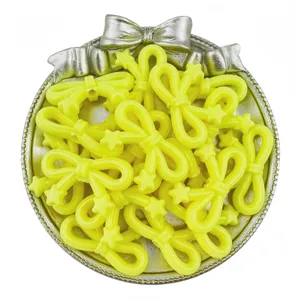 Acrylic star bow beads yellow loose beads for DIY handmade bracelet jewelry accessories details.