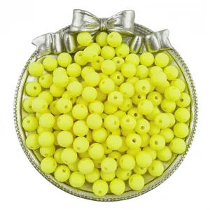 Yellow matte round beads for DIY jewelry making, crafting, bracelets, and handmade accessories.