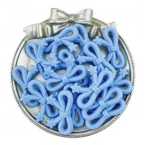 Light blue acrylic bow star beads for DIY handmade bracelets and jewelry accessories.