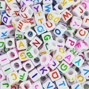 Acrylic Letter Beads Square White Beads With Colorful Letters For DIY Jewelry Making And Crafting Accessories Design