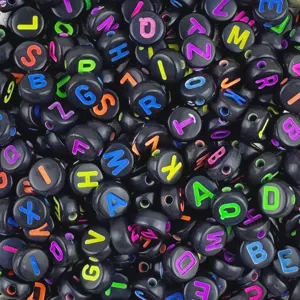 Acrylic Letter Beads Black Background Colorful Loose Beads For DIY Friendship Bracelets Jewelry Making Accessories