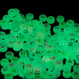 Luminous acrylic letter beads for DIY handmade friendship bracelets and jewelry making accessories.