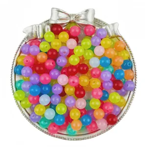 Colorful acrylic jelly round beads for handmade DIY bracelets and jewelry making details.