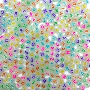 4x7mm Acrylic Alphabet Beads Luminous Letter Loose Beads DIY Friendship Bracelet Jewelry
