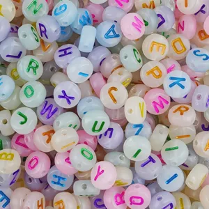 4x7mm acrylic alphabet beads glow in the dark colorful letter loose beads for DIY bracelets