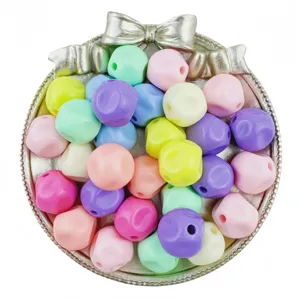 Detailed view of 16mm pastel acrylic faceted beads bulk for DIY jewelry making and crafting.