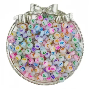 4x7mm acrylic alphabet beads, glowing colorful letter loose beads for DIY friendship bracelets jewelry.