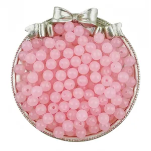 6mm 8mm pink acrylic jelly round beads DIY handmade bracelet jewelry making accessories