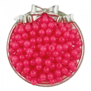 Pink acrylic jelly round beads detail view, loose beads for DIY handmade jewelry accessories