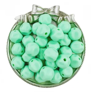 16mm acrylic mint green faceted bead close-up, bulk DIY handmade jewelry accessory material