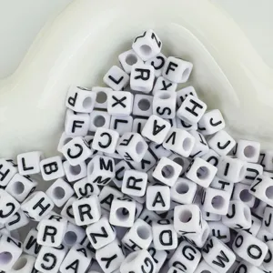 6x6mm acrylique carree lettres perles blanc cube perles en vrac pour diy bijoux art