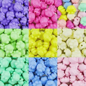 Acrylic cat paw beads, colorful DIY loose beads for handmade jewelry bracelets crafting.