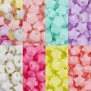Close-up detail view of 14mm acrylic jelly star loose beads for DIY bracelets and jewelry.