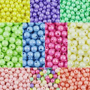 Acrylic iridescent round beads detail shot for DIY jewelry making and bracelet accessories