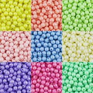 Colorful acrylic round beads detail view for DIY handmade bracelets and jewelry accessories.