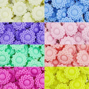 20mm acrylic sunflower beads for DIY jewelry making, colorful loose spacer beads craft.