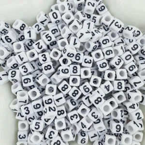 Acryl cijfer kralen wit zwart kubus vierkante losse kralen DIY handgemaakte sieraden maken accessoires.
