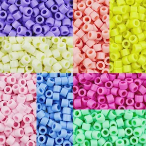 Colorful 6x5mm acrylic barrel beads for DIY handmade bracelets, hair braiding and jewelry accessories.