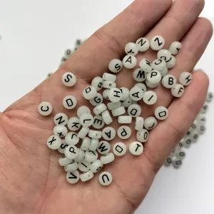 4x7mm Glow in the Dark Acrylic Letter Beads Black Alphabet Loose Beads for DIY Jewelry Making