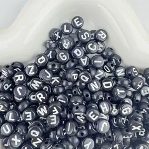 Acrylic letter beads 4x7mm black and white alphabet loose beads for DIY jewelry making