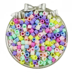 Colorful acrylic barrel beads for DIY jewelry making, hair braiding, and craft accessories.