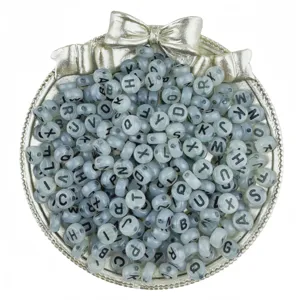 4x7mm acrylic luminous letter beads black alphabet loose beads for DIY friendship bracelets.