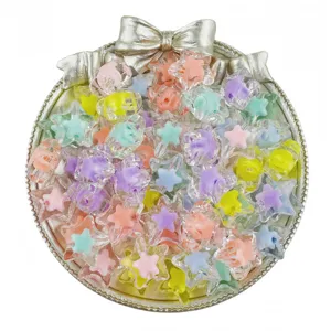 15mm acrylic star beads bulk DIY charm bracelets jewelry making craft supplies detailing