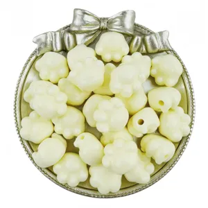 Acrylic white cat paw beads 18x16mm horizontal hole for DIY handmade bracelet necklace