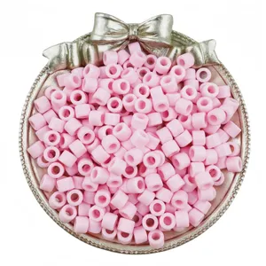 Acrylic Barrel Beads 6x5mm Pink Loose Beads For DIY Jewelry Craft And Hair Braiding