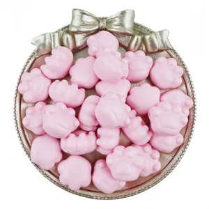 Pink acrylic cat paw beads detail, 18x16mm cute charm for DIY jewelry making and bracelets.