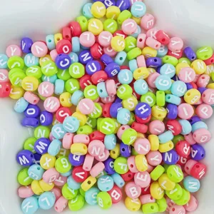Perles alphabet en acrylique pour bracelets d'amitié DIY, perles en vrac colorées 4x7mm