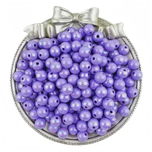 Purple acrylic iridescent round loose beads AB color for DIY handmade jewelry accessories.