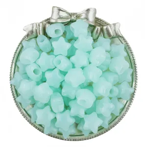 Close-up detail of 14mm acrylic jelly star beads with large holes, ideal for DIY bracelets.