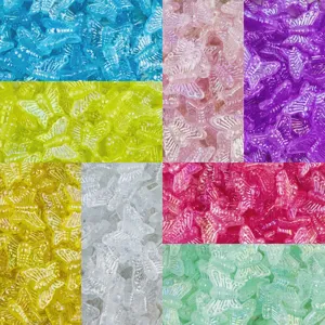 Perline di farfalla trasparente in acrilico colorato, accessori gioielli fai da te 16x13mm.