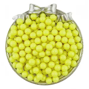 Acrylic solid round beads loose handmade DIY jewelry accessories bright yellow color craft