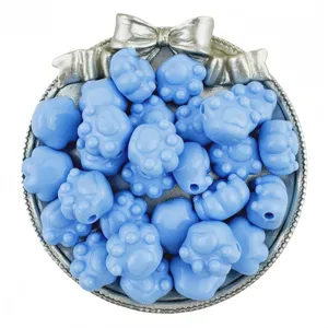 Acrylic blue cat paw beads loose charms for DIY jewelry making accessories 18x16mm