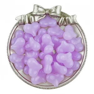 Acrylic jelly heart beads for DIY jewelry making, cute purple loose beads accessories.