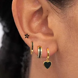 Ensemble de Boucles d'Oreilles en Cuivre Plaqué Or avec Zirconia Cœur et Fleur pour Femme Boucles d'Oreilles Créoles et Puces Bijoux Ensemble de Quatre Pièces