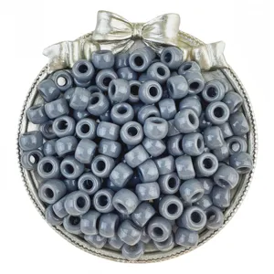 6x9mm grey pony beads large hole barrel beads for hair braiding and DIY jewelry making