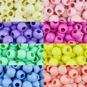 Colorful acrylic large hole round beads for DIY handmade bracelets jewelry making accessories.