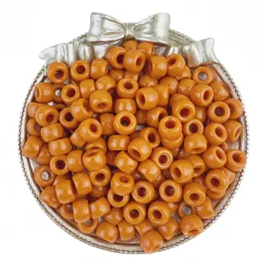 Orange pony beads 6x9mm large hole barrel beads for hair braiding and DIY jewelry crafts