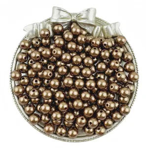 3-12mm ABS imitation pearl beads metallic bronze loose round beads DIY jewelry making accessories