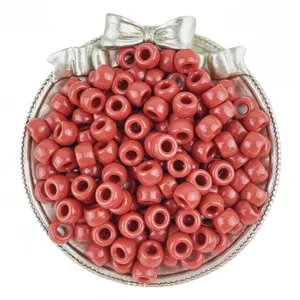 6x9mm red pony beads bulk large hole barrel craft beads for hair braiding DIY jewelry making accessories
