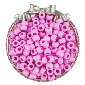 6x9mm pink pony beads large hole barrel beads for hair braiding and DIY jewelry making accessories.