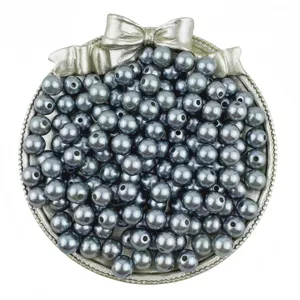 Dark grey ABS faux pearl loose beads for DIY handmade jewelry bracelets crafting details
