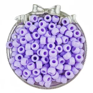 6x9mm purple plastic pony beads large hole barrel beads for DIY hair braiding and jewelry making.