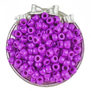 6x9mm Purple Barrel Pony Beads Large Hole Craft Beads for Hair Braiding and DIY Jewelry Making