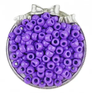 Purple 6x9mm pony beads large hole barrel beads for DIY hair braiding and jewelry craft items detail