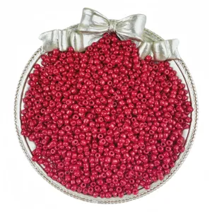 Red glass seed beads for DIY jewelry making, 2mm 3mm 4mm small loose spacer beads for bracelets.