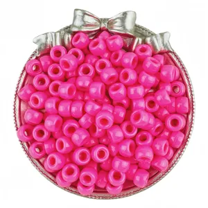 6x9mm hot pink barrel pony beads large hole craft beads for DIY hair braiding and jewelry making.